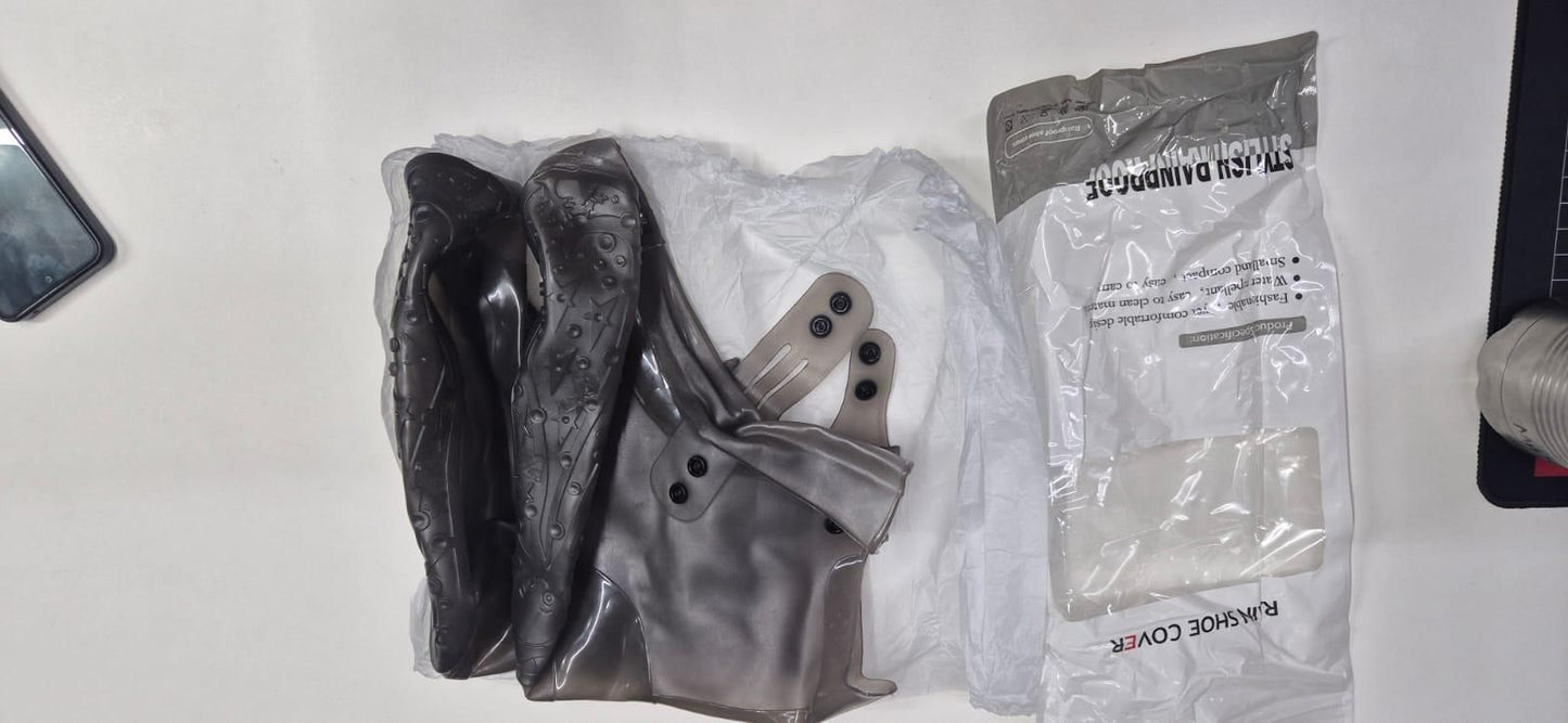 Waterproof Rain Shoe Covers with Secure Button Closure