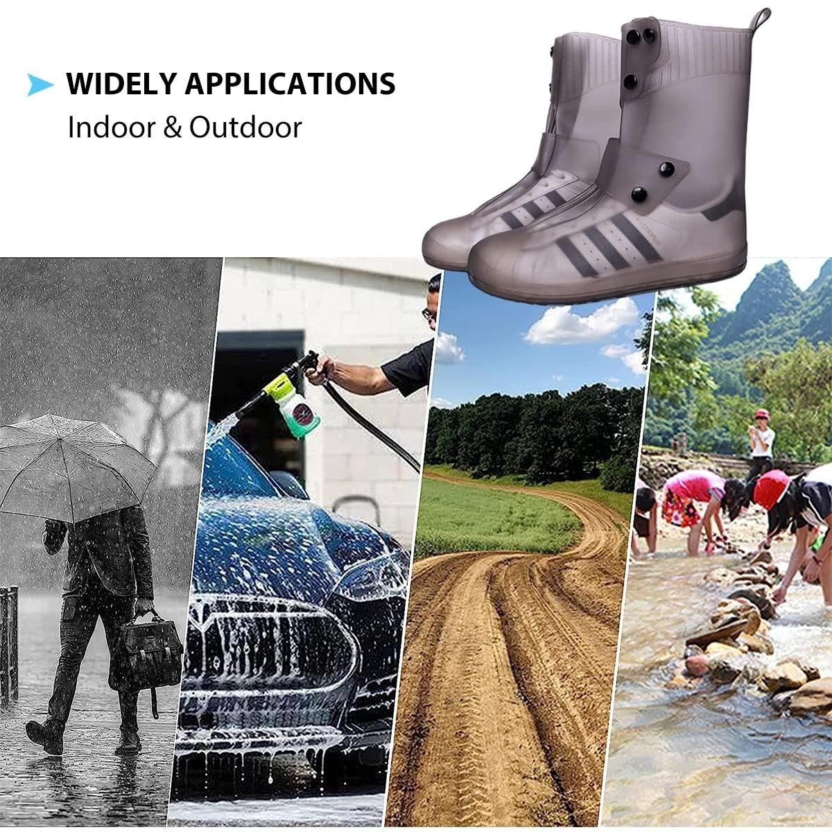 Waterproof Rain Shoe Covers with Secure Button Closure